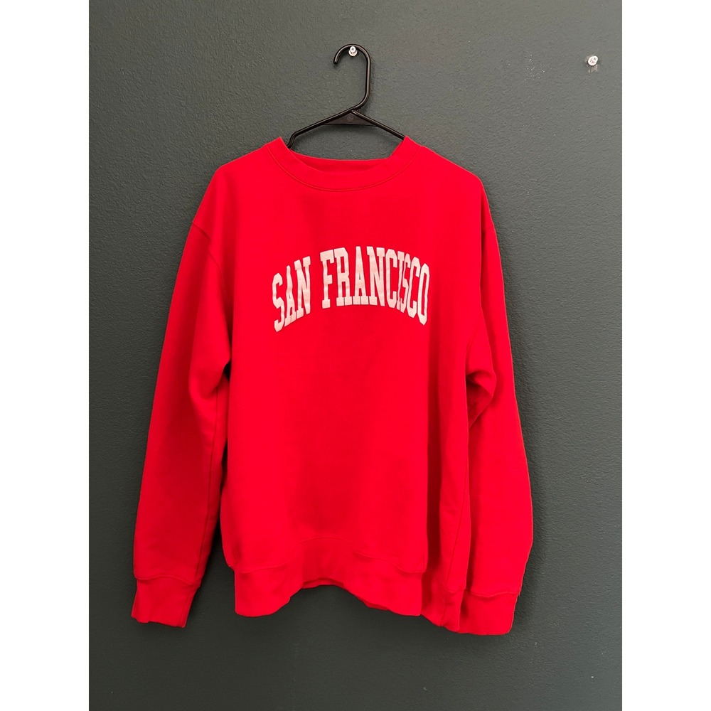 San Francisco Graphic Crewneck Sweatshirt  Red Fleece Pullover Mens XL